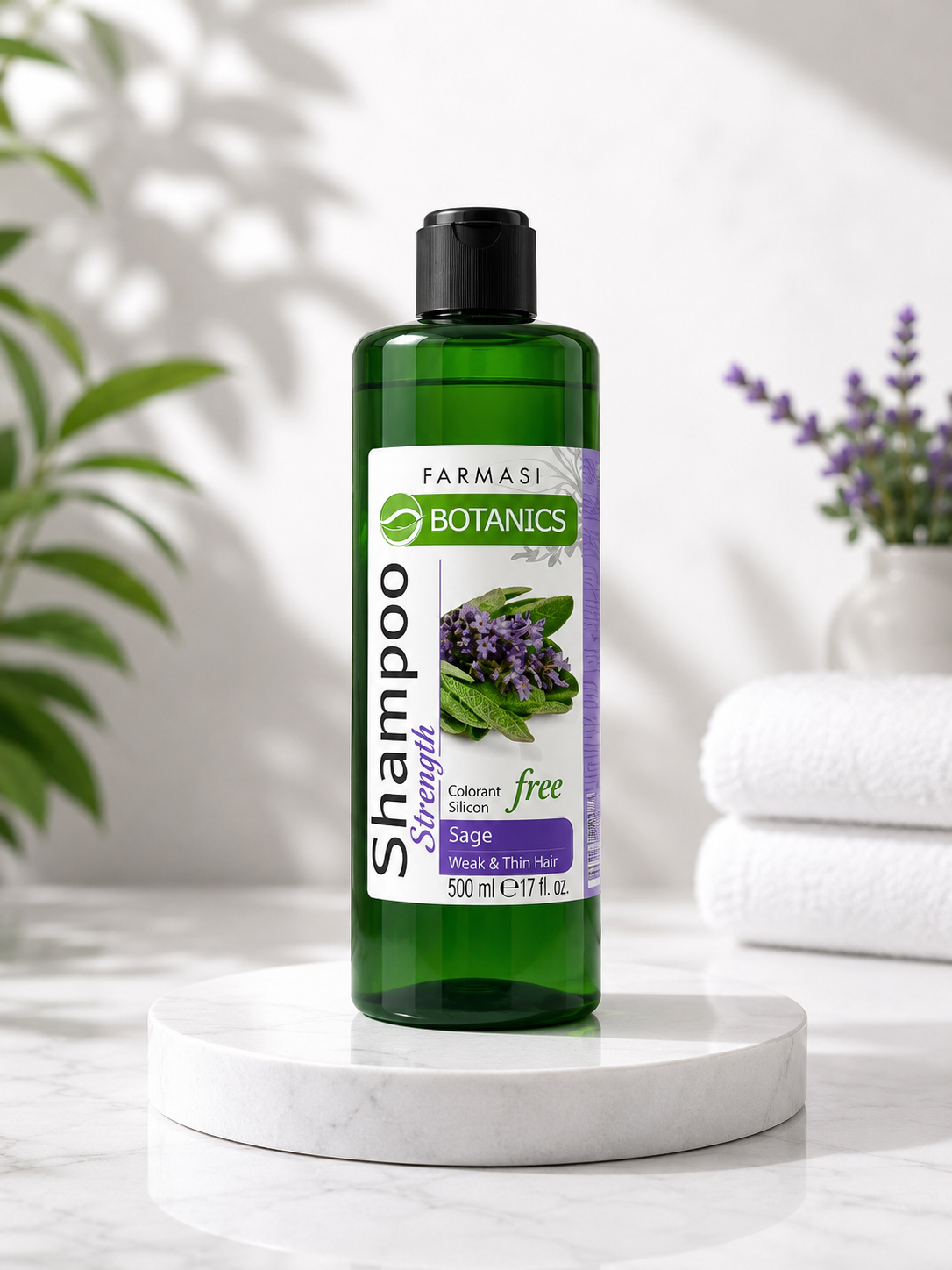 Farmasi Botanics Sage Natural Shampoo (500 ml) - For Strengthening and Densifying Weak and Thin Hair