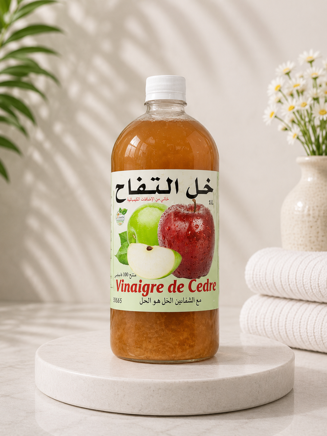 Natural Apple Cider Vinegar (Vinaigre de Cidre) – 100% Pure and Free of Chemical Additives (1 liter)