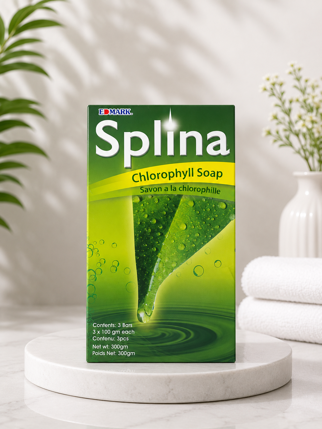 Edmark Splina Chlorophyll Soap - Deep Cleansing & Natural Radiance (3 x 100g)
